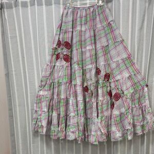 Raj‎ Pink and Green Plaid A-Line Skirt